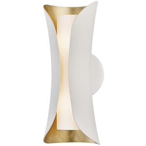Josie 2 Light 5 inch Gold Leaf / White Wall Sconce Wall Light in Gold Leaf and White 