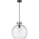 Newton Sphere 1 Light 14 inch Matte Black Pendant Ceiling Light in Clear Glass