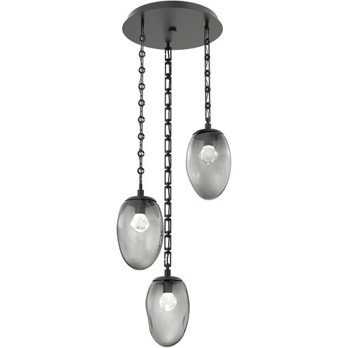 Meteo LED 20 inch Matte Black Multi-Pendant Ceiling Light in 3000K LED, Smoke, Rectangular Chain