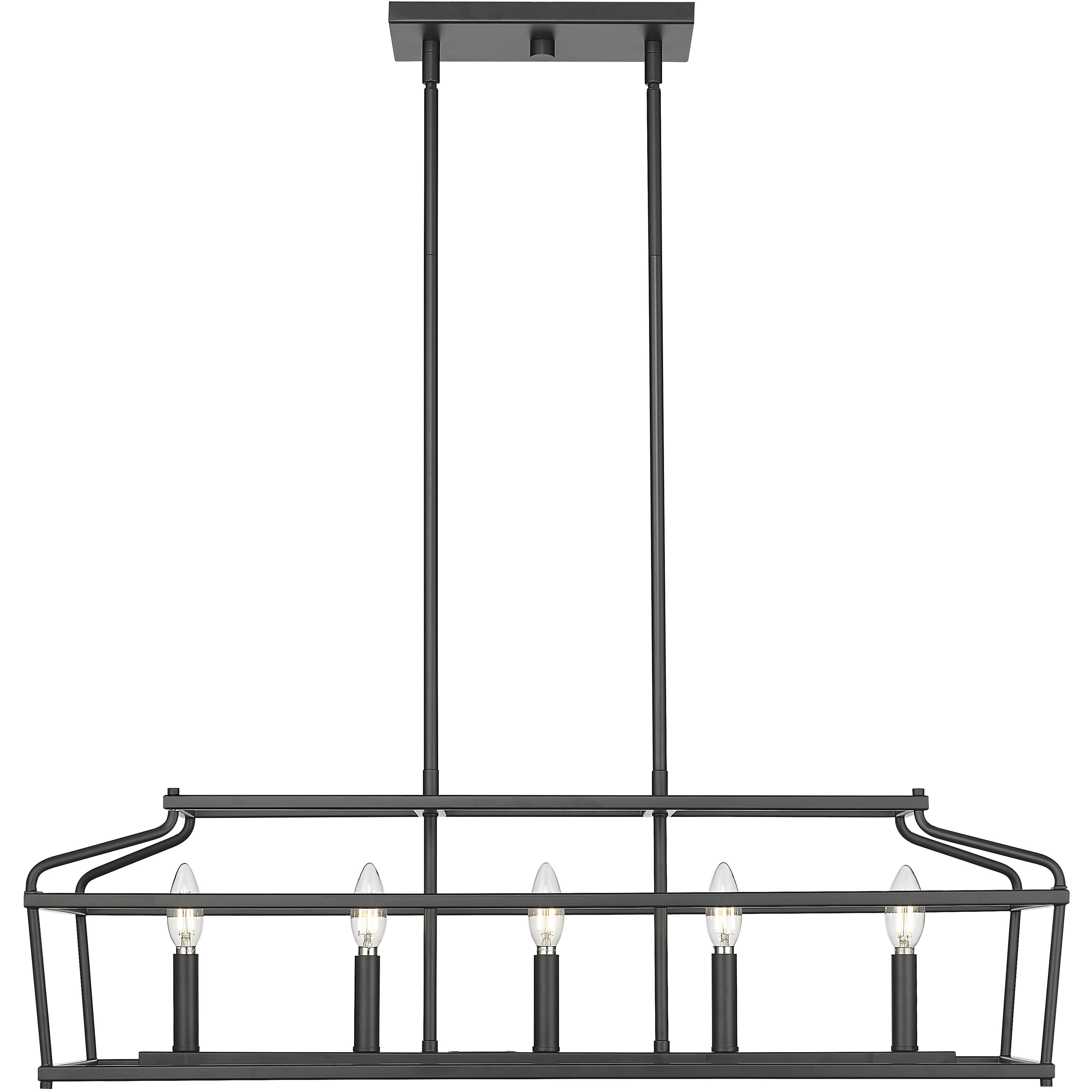 Nellita 5 Light 34 inch Matte Black Linear Chandelier Ceiling Light