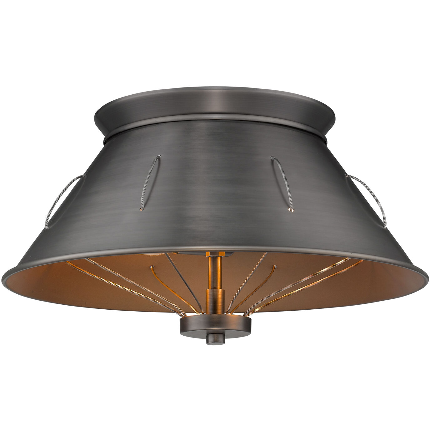 Whitaker 2 Light 14 inch Aged Steel Flush Mount Ceiling Light, Damp