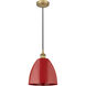 Edison Plymouth Dome 1 Light 9 inch Brushed Brass Mini Pendant Ceiling Light