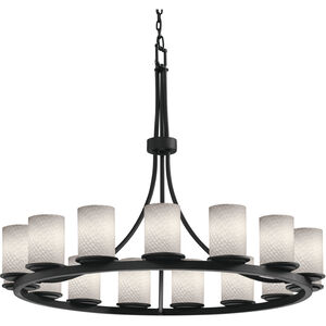 Fusion 15 Light 42 inch Matte Black Chandelier Ceiling Light in Incandescent, Almond Fusion