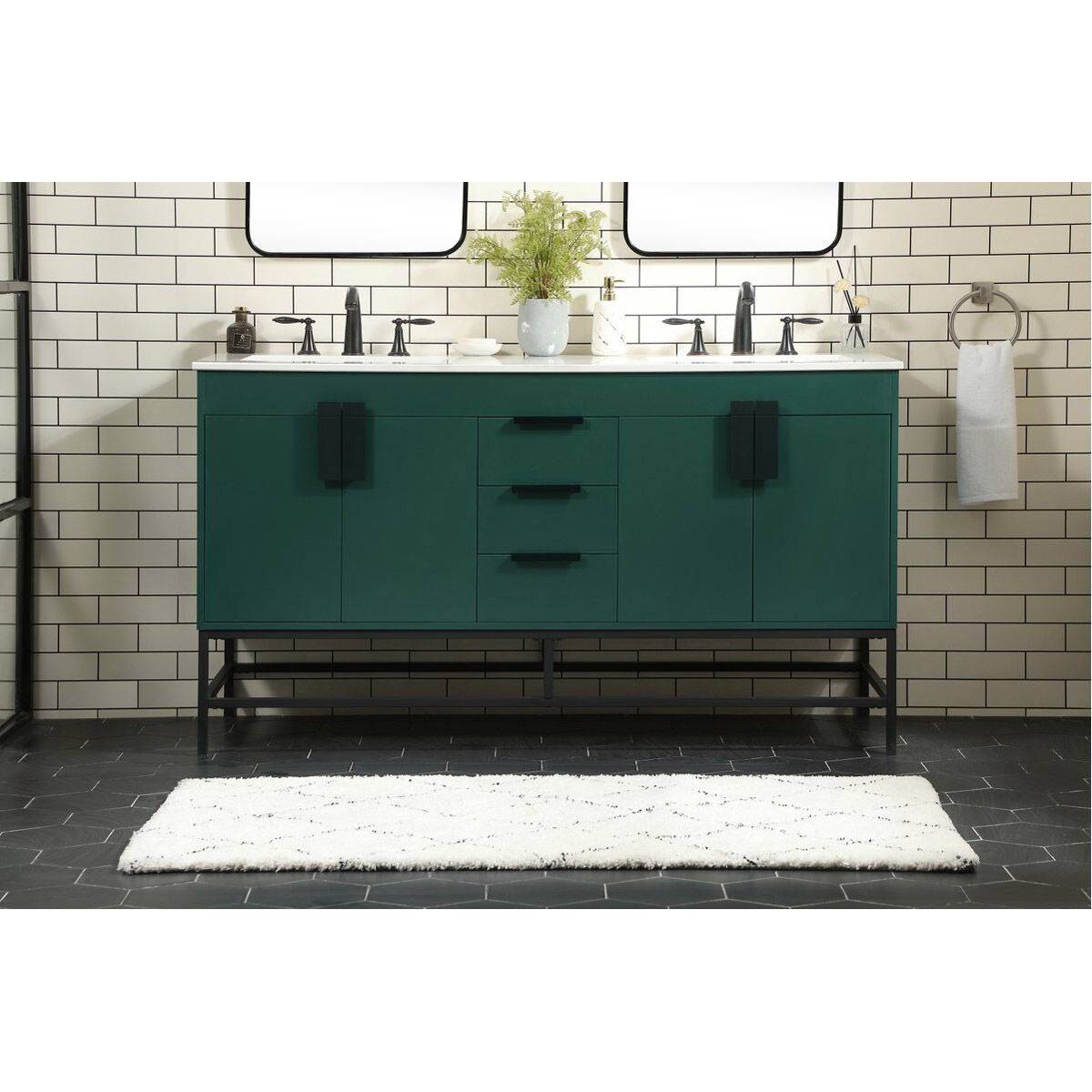 Eugene 60 X 22 X 33.5 inch Green Vanity Sink Set