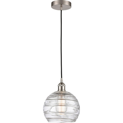 Edison Athens Deco Swirl LED 8 inch Brushed Satin Nickel Mini Pendant Ceiling Light