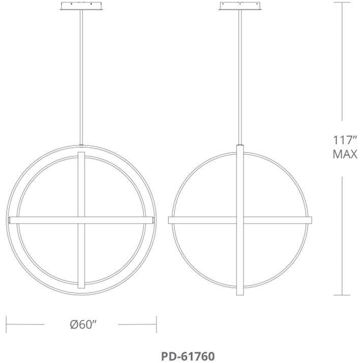 Kinetic LED 60 inch Black Chandelier Ceiling Light in 60in.