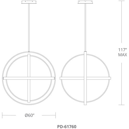Kinetic LED 60 inch Titanium Chandelier Ceiling Light in 60in.
