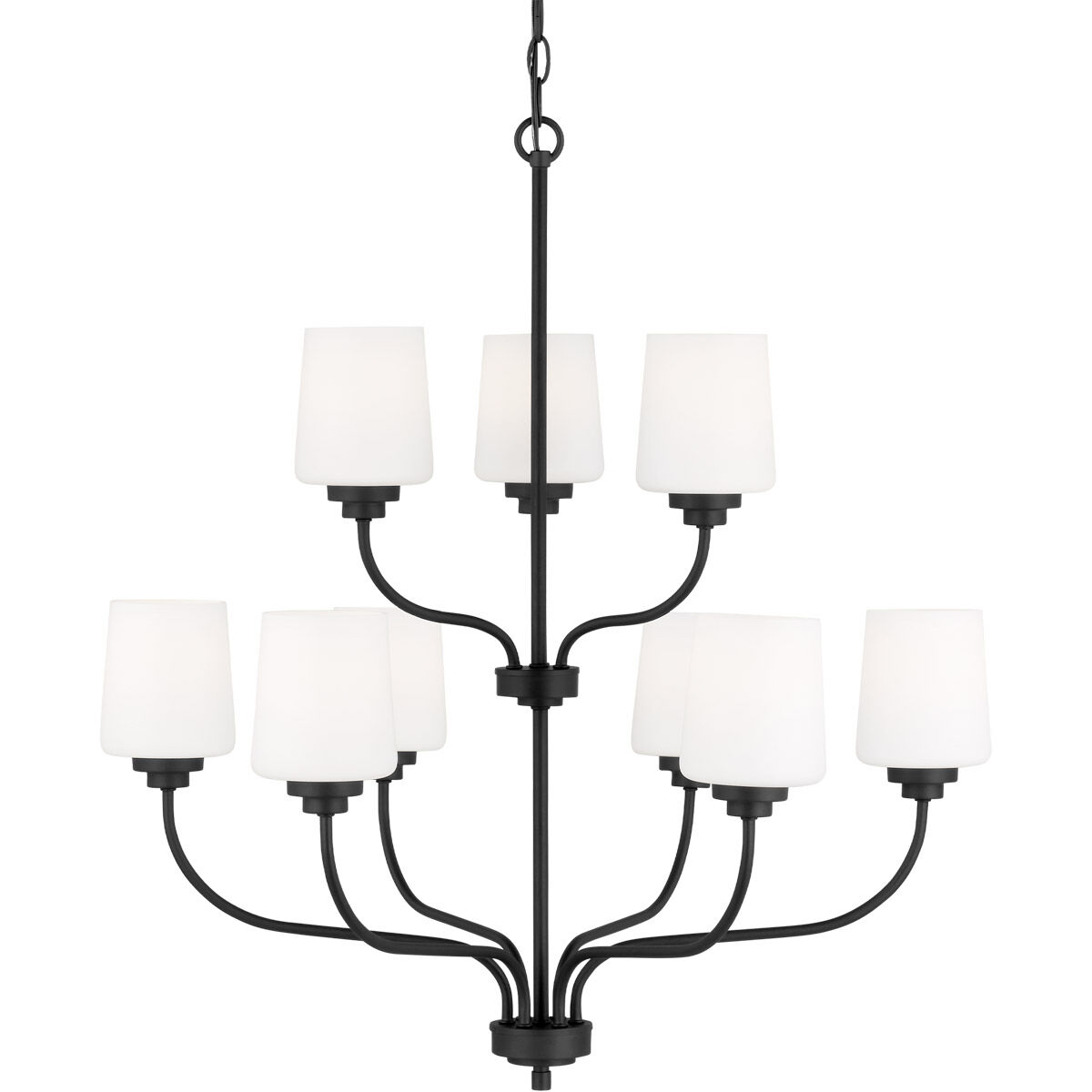 Windom 9 Light 28 inch Midnight Black Chandelier Ceiling Light
