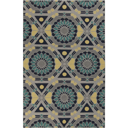 Kaleidoscope 132 X 96 inch Medium Gray, Emerald, Wheat, Navy Rug