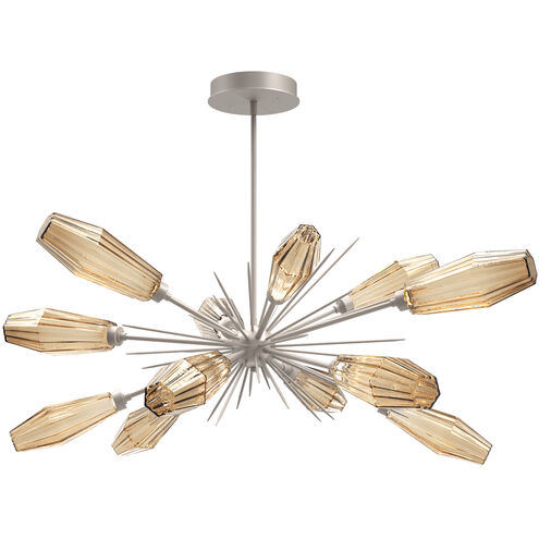 Aalto LED 53.3 inch Beige Silver Linear Pendant Ceiling Light in 3000K LED, Optic Rib Bronze, Metallic Beige Silver, Oval Starburst