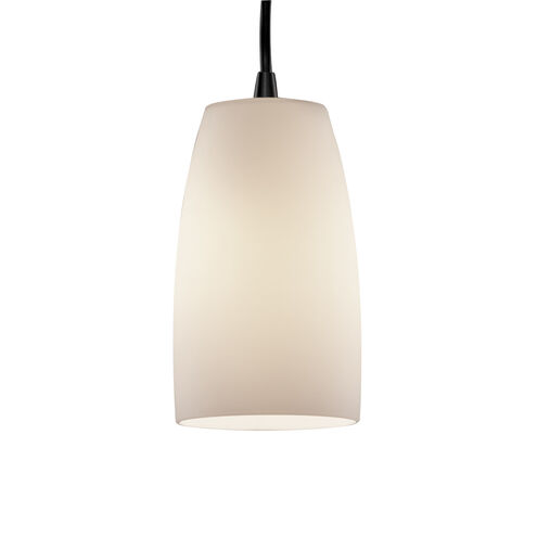 Fusion 1 Light 4 inch Dark Bronze Pendant Ceiling Light in White Cord, Tall Tapered Cylinder, Incandescent, Opal Fusion