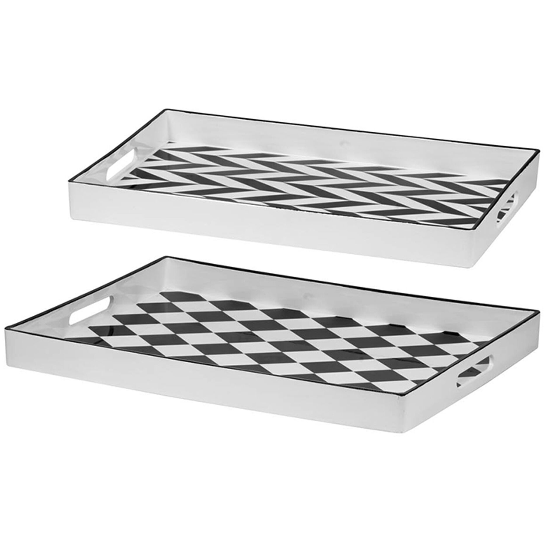 Quinn Black and White Tray, Set of 2