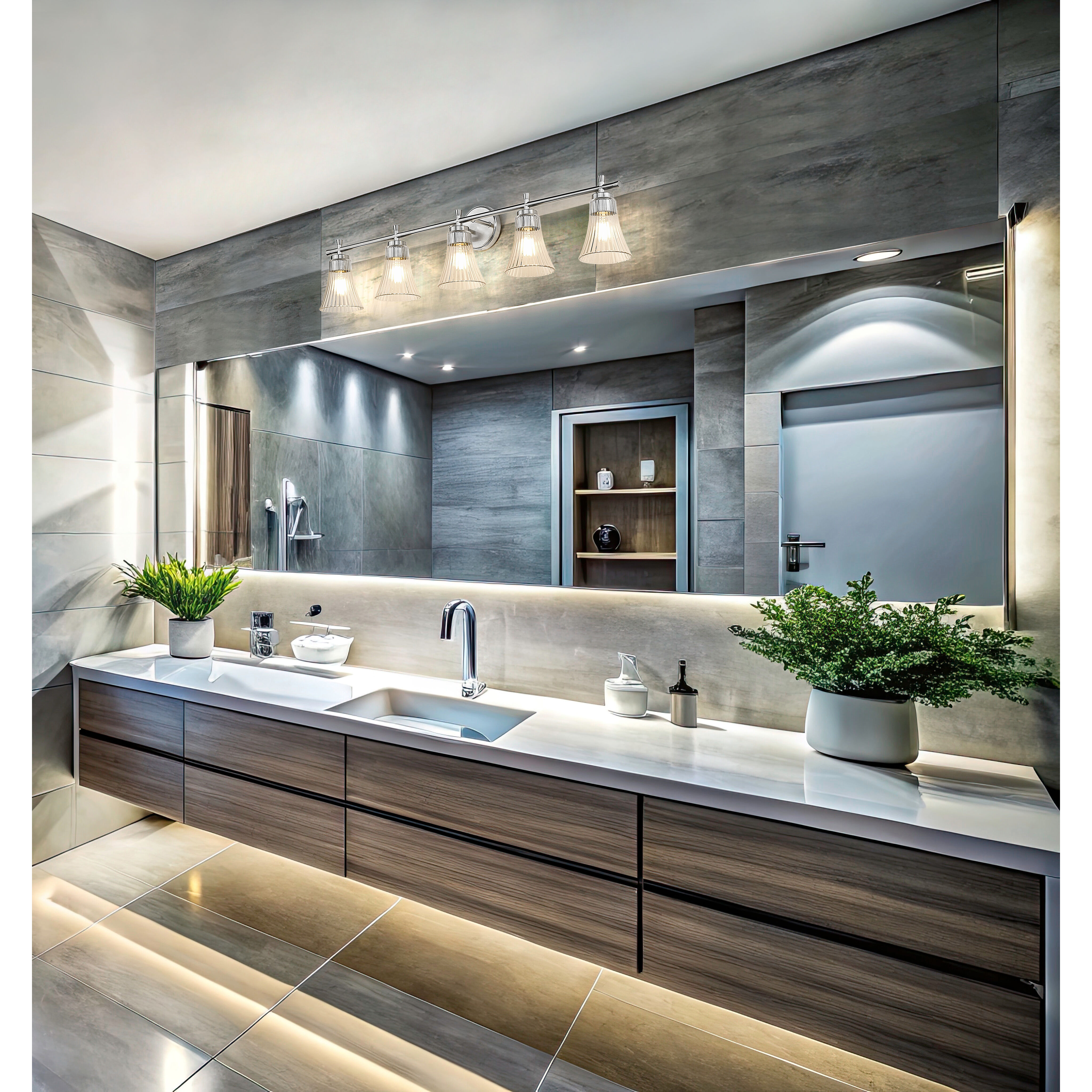 Belle 5 Light 42 inch Brushed Nickel Bath Vanity Light Wall Light