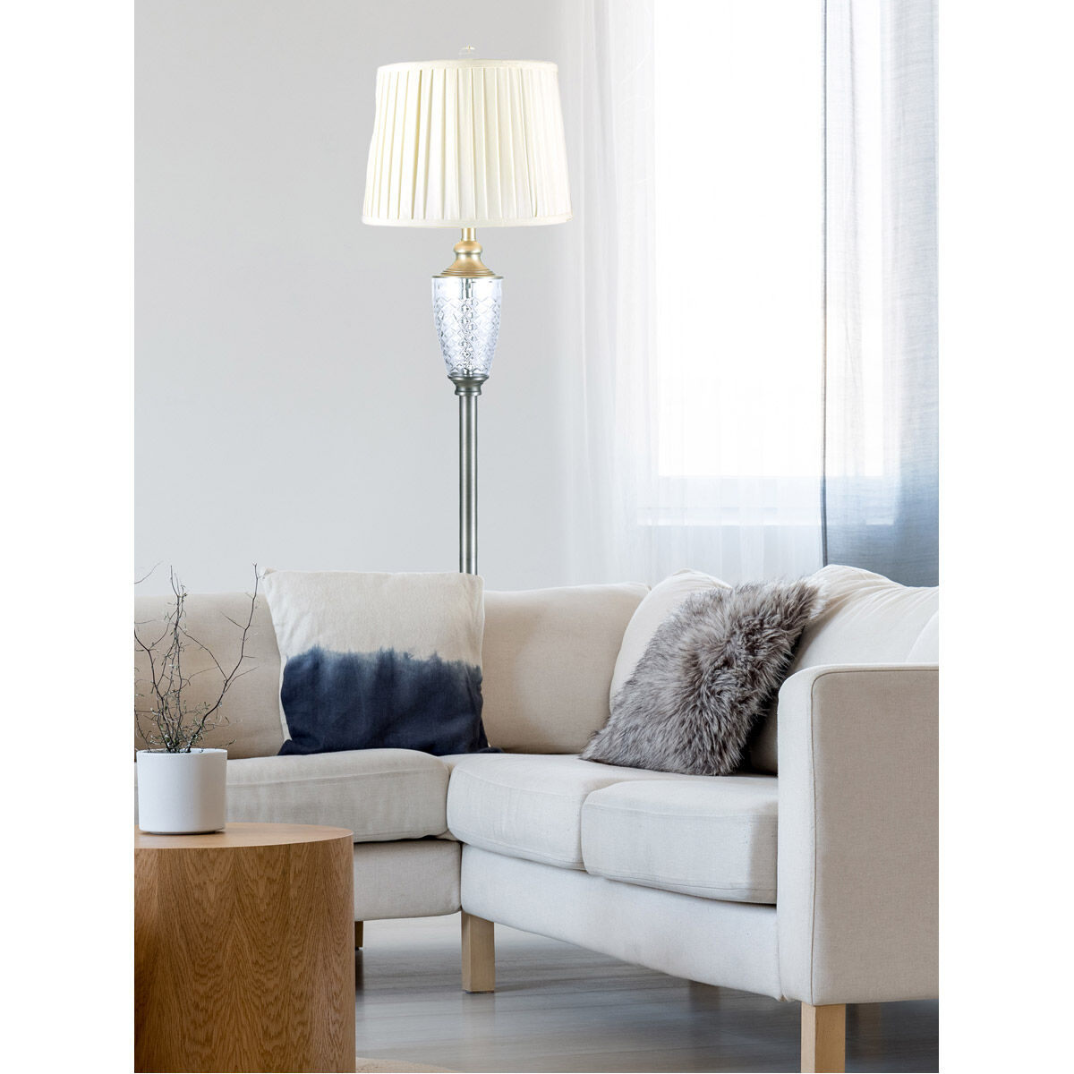 Evelyn 60 inch 150.00 watt Antique Nickel Floor Lamp Portable Light