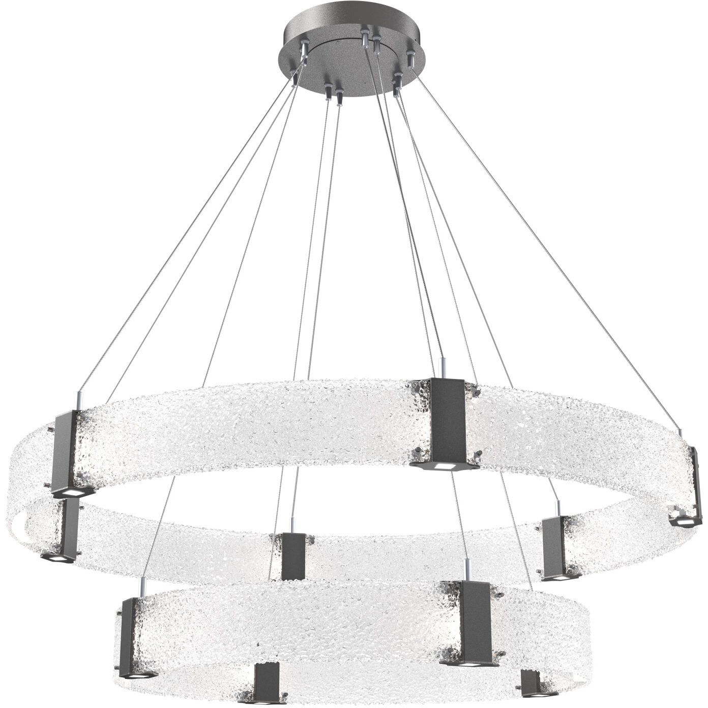 Parallel LED Graphite Chandelier Ceiling Light, Two-Tier Ring