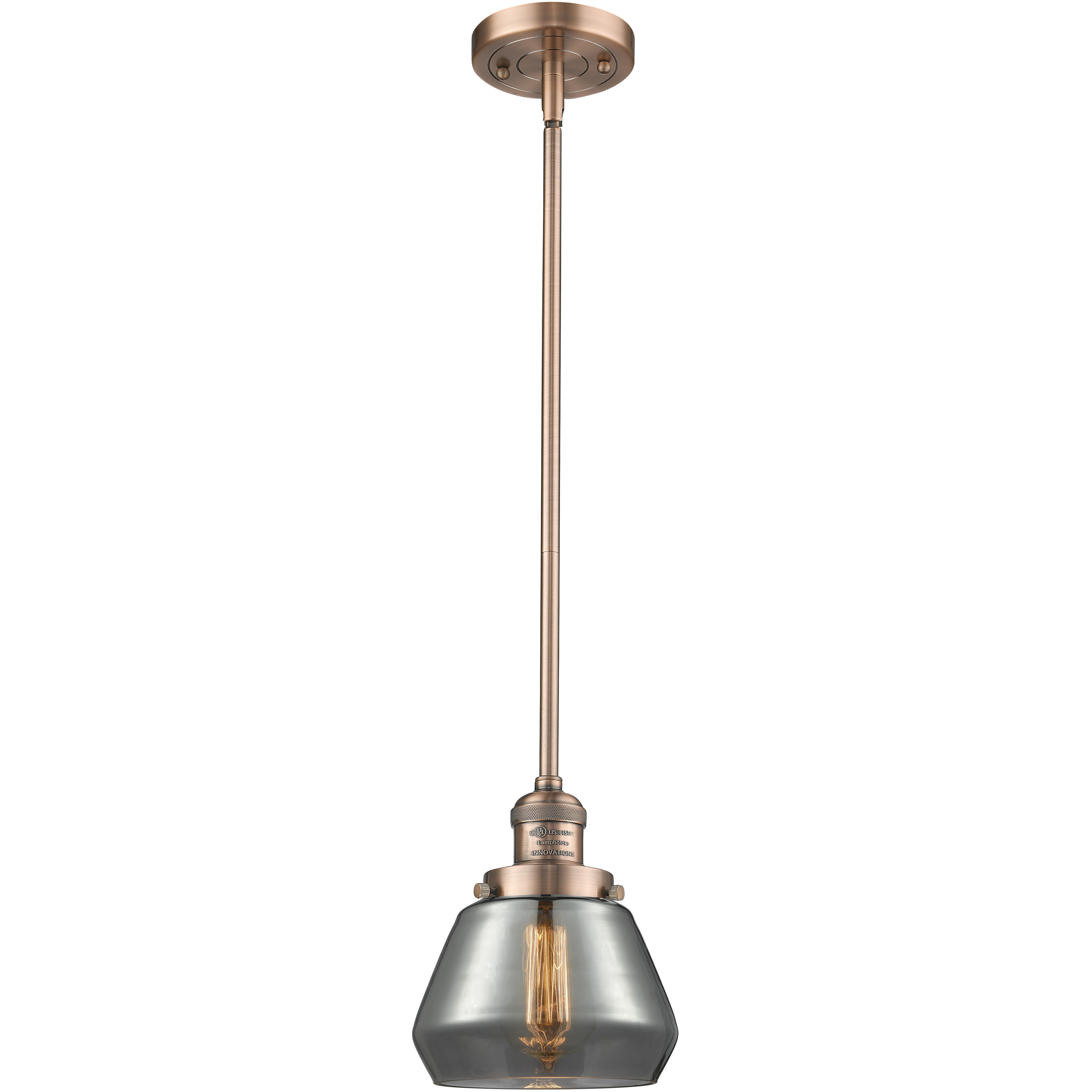 Franklin Restoration Fulton 1 Light 7 inch Antique Copper Mini Pendant Ceiling Light in Incandescent, Plated Smoke, Franklin Restoration