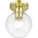 Downtown 1 Light 7 inch Satin Brass Semi-Flush Ceiling Light, Sphere