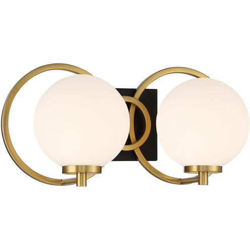 Alhambra 2 Light 16 inch Black with Warm Brass Accents Bathroom Vanity Light Wall Light