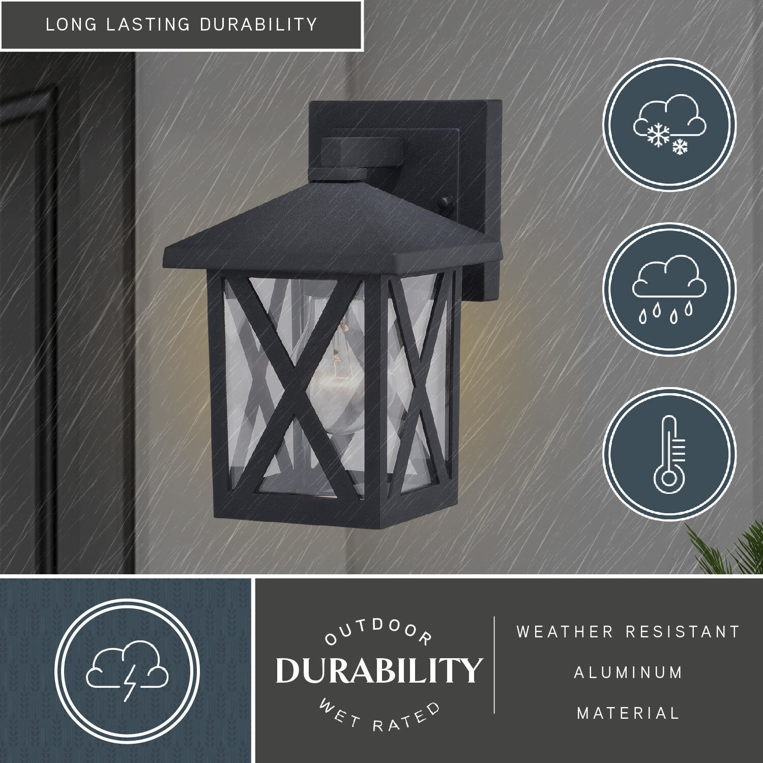 Rockford LED 8.75 inch Textured Black Outdoor Wall