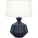 Small Orion 17.63 inch 60.00 watt Matte Midnight Blue Table Lamp Portable Light, Polished Nickel Accents