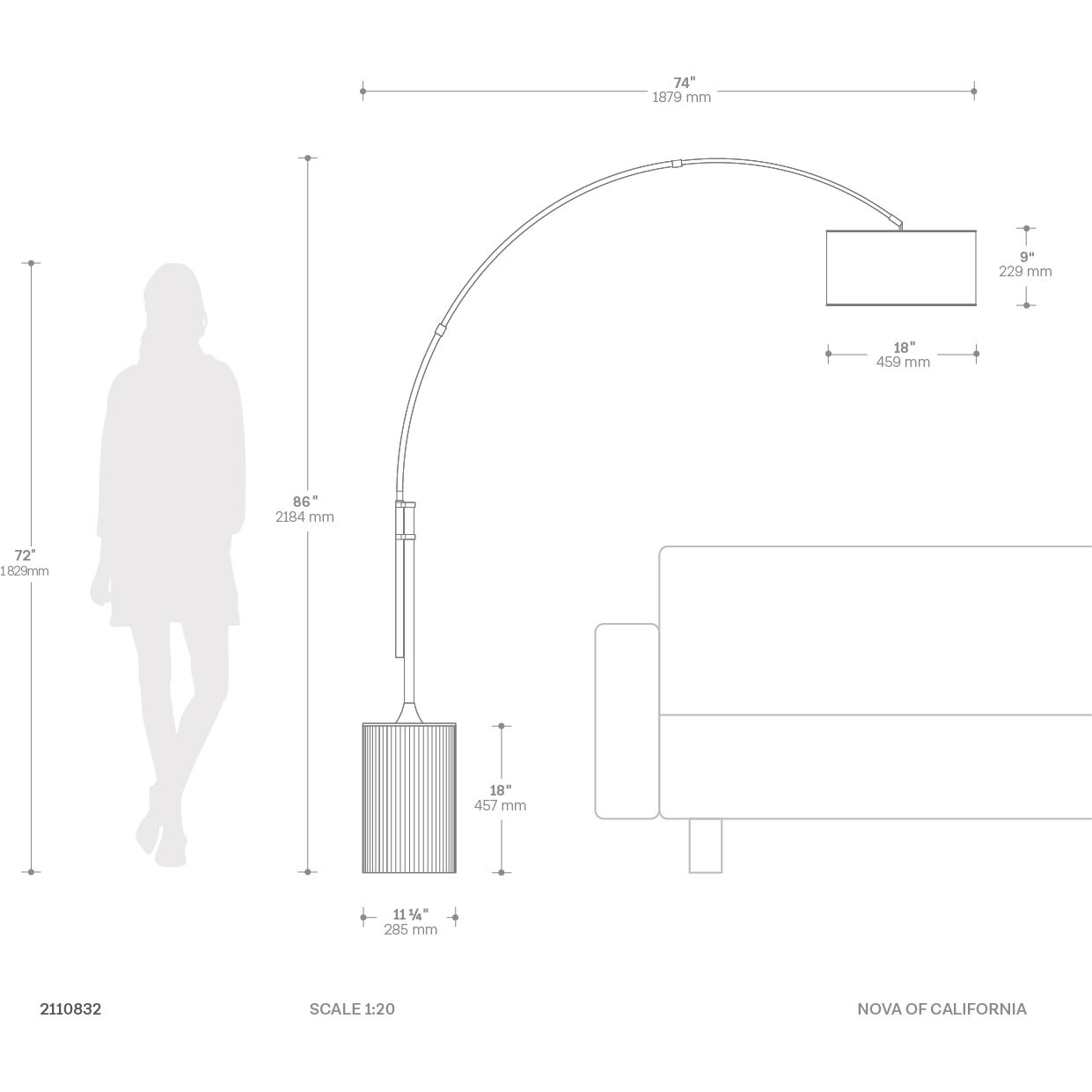 Tambo 86 inch 23.00 watt Natural Ash and Weathered Brass Arc Floor Lamp Portable Light