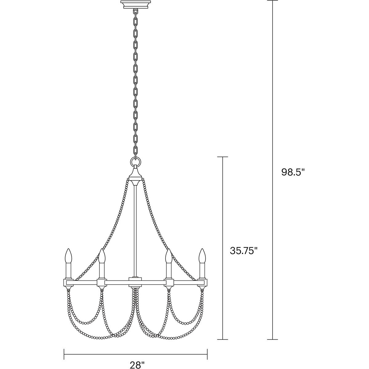 Sean Lavin Beverly 6 Light 28 inch French Washed Oak / Distressed White Wood Chandelier Ceiling Light