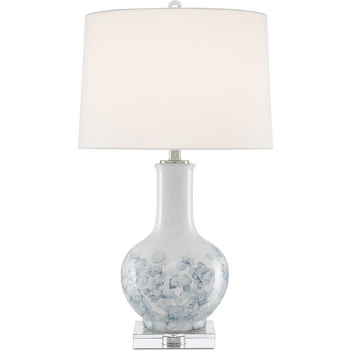 Myrtle 28 inch 150 watt White/Blue/Clear/Polished Nickel Table Lamp Portable Light