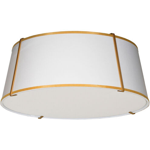 Trapezoid 4 Light 22 inch Gold with White Flush Mount Ceiling Light