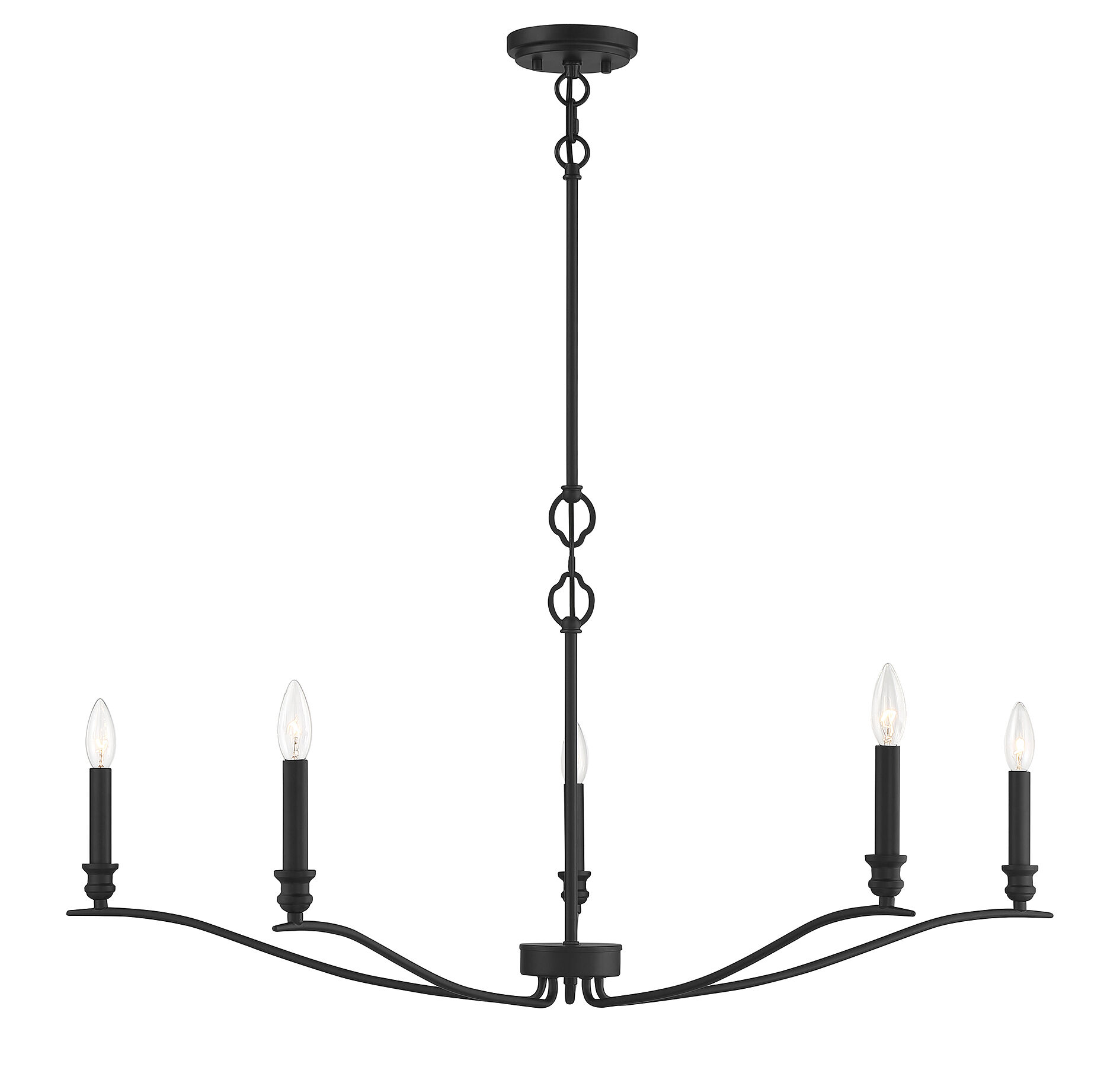 Transitional 5 Light 42 inch Matte Black Chandelier Ceiling Light