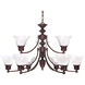 Empire 9 Light 32 inch Old Bronze Chandelier Ceiling Light