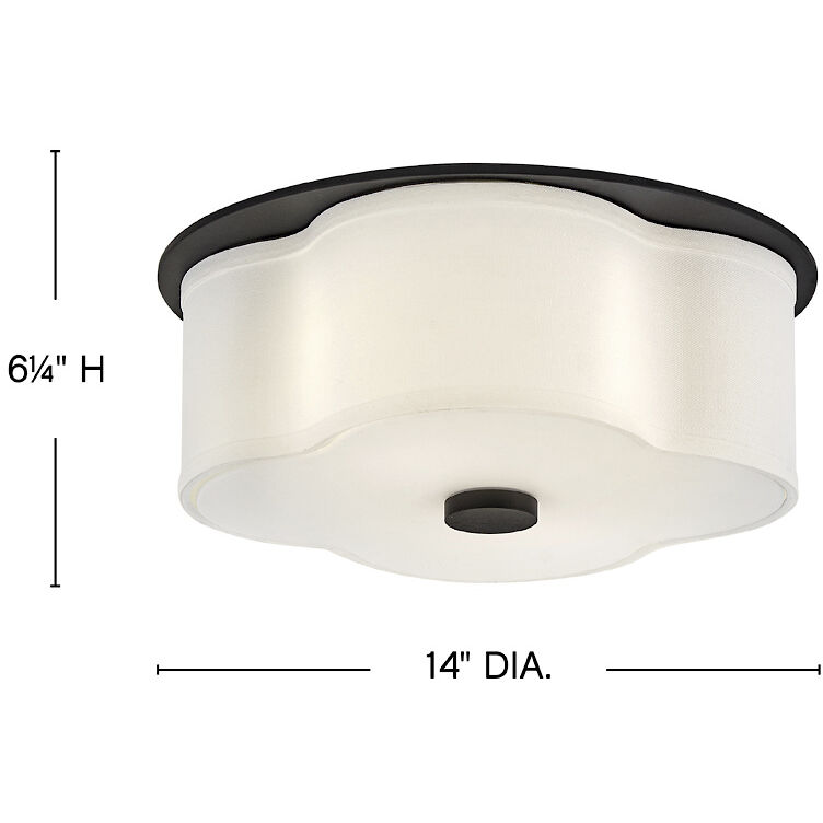 Delaney 2 Light 14 inch Black Flush Mount Ceiling Light