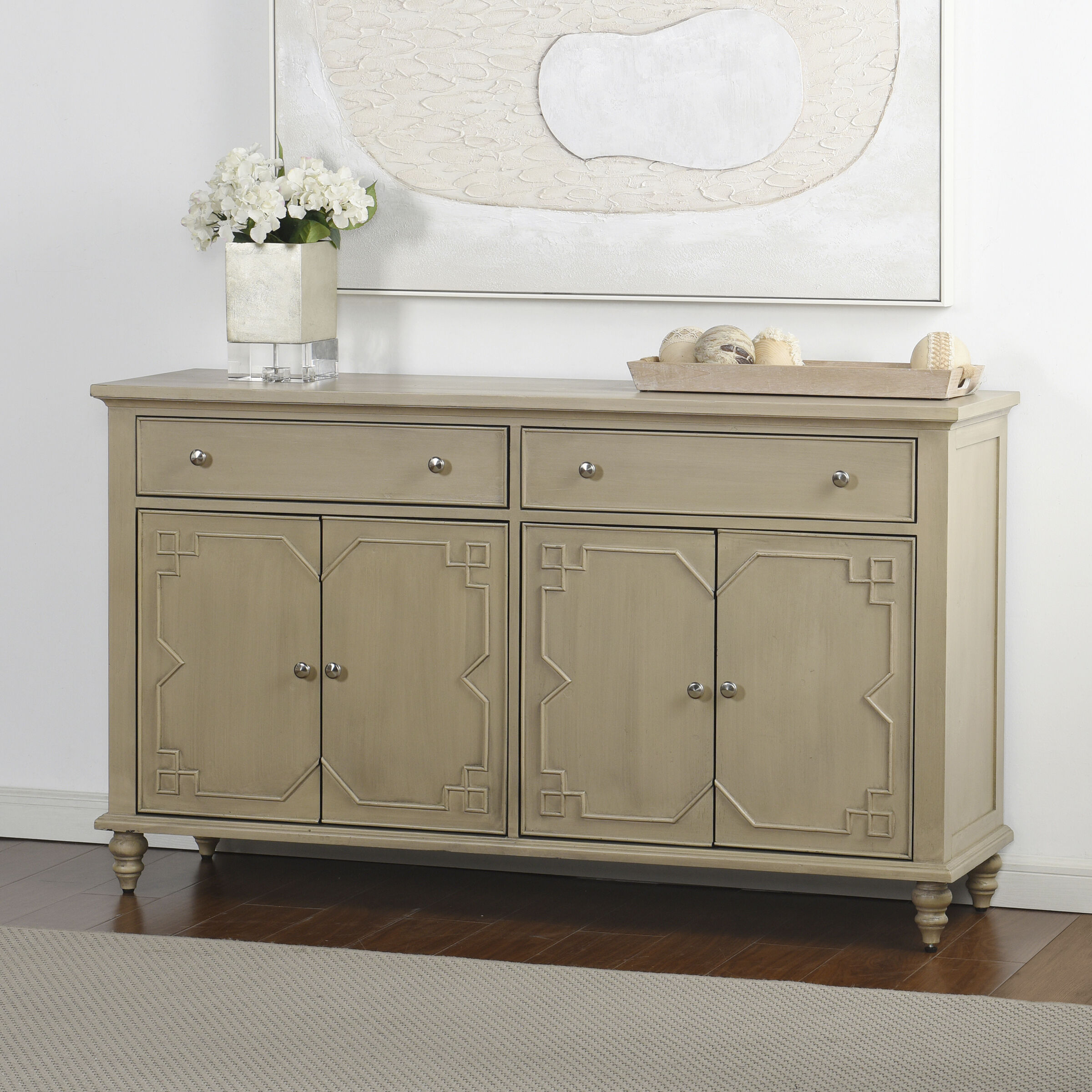 Crawford 59 X 15.7 inch Beige Brushed and Silver Sideboard