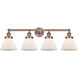 Cone 4 Light 34.75 inch Antique Copper Bath Vanity Light Wall Light in Matte White