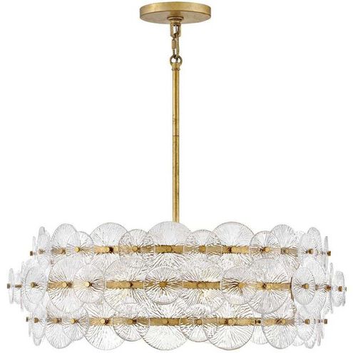 Rene LED 28.5 inch Distressed Brass Chandelier Ceiling Light