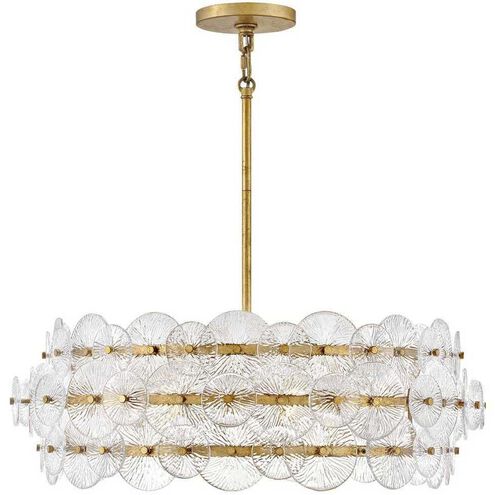 Rene LED 28.5 inch Distressed Brass Chandelier Ceiling Light 