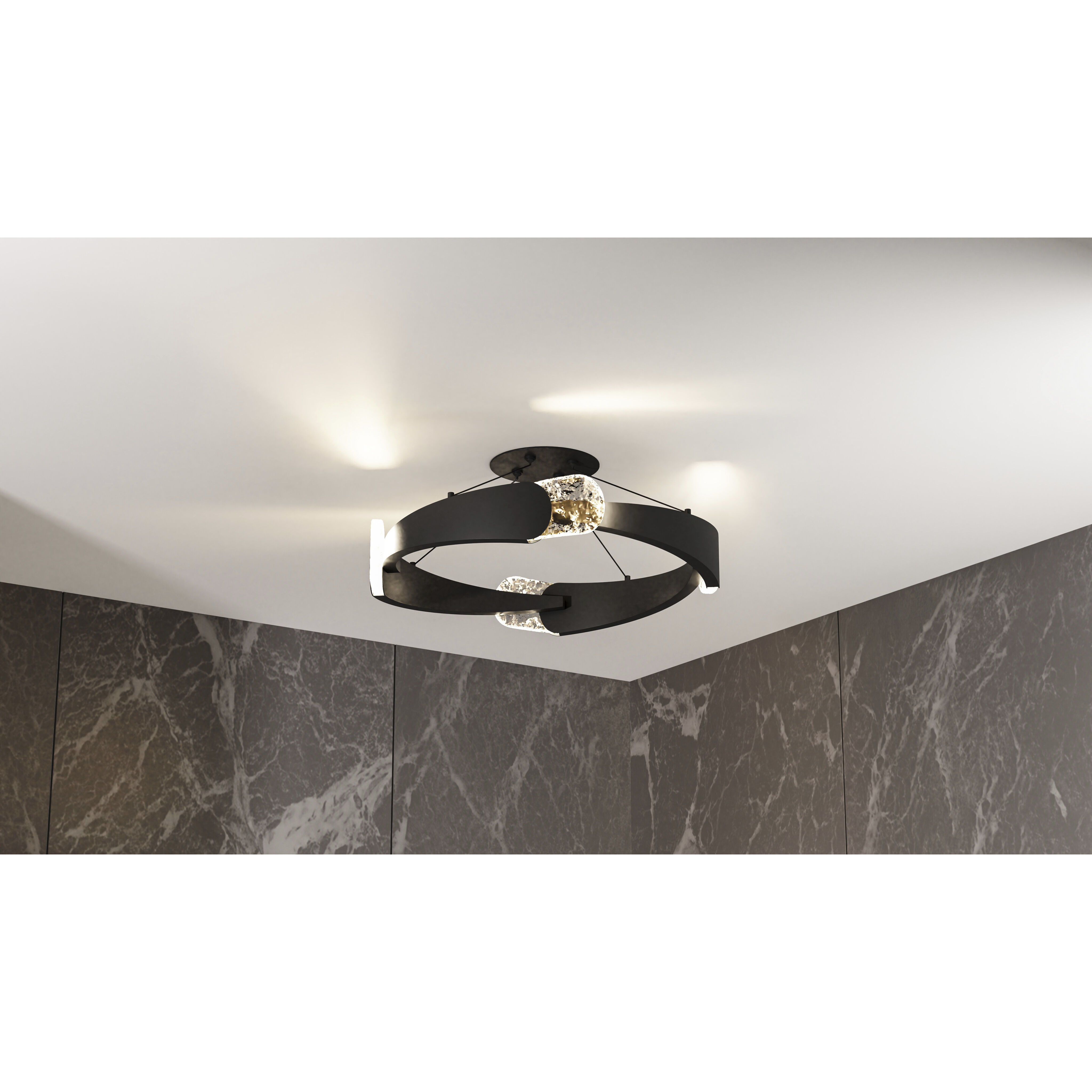Saffron LED 24 inch Matte Black Semi-Flush Mount Ceiling Light, Extra Large