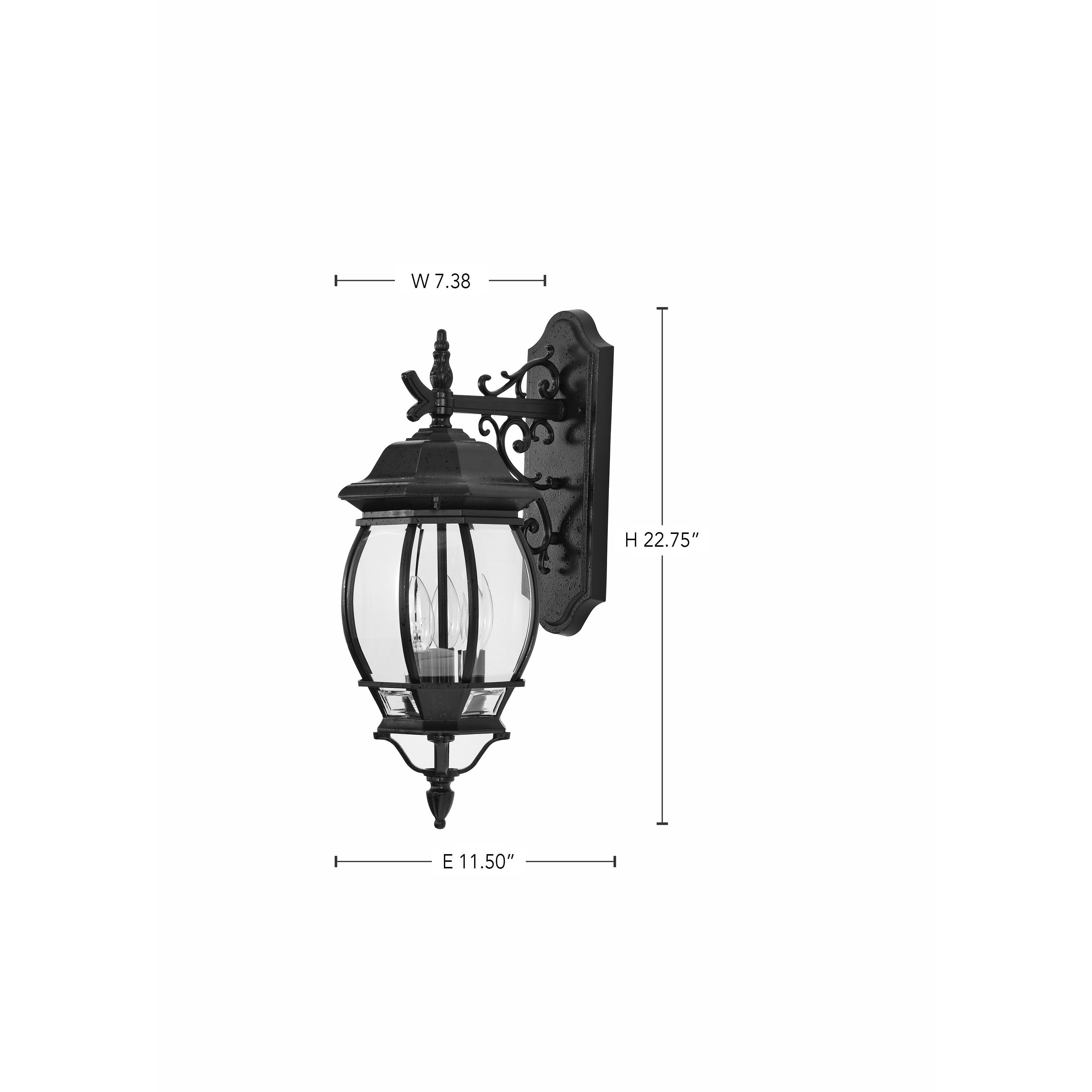 Central Park 3 Light 23 inch Textured Black Outdoor Wall Lantern