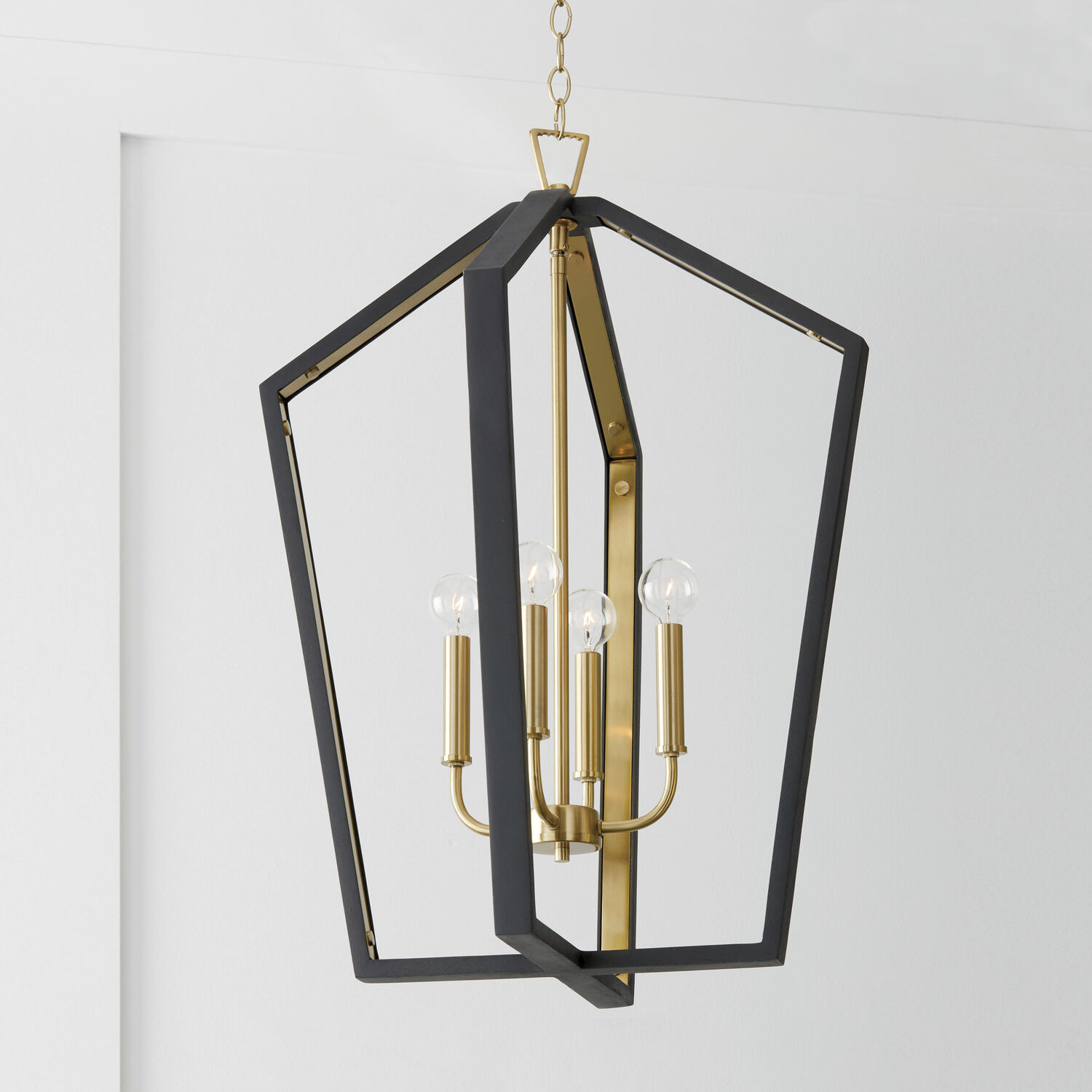 Maren 4 Light 20 inch Flat Black and Matte Brass Pendant Ceiling Light