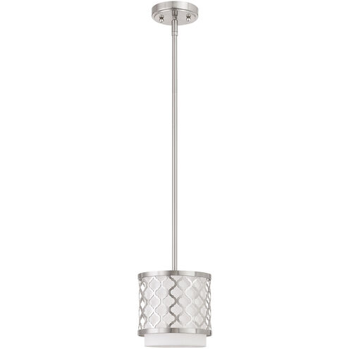 Arabesque 1 Light 7 inch Brushed Nickel Mini Pendant Ceiling Light