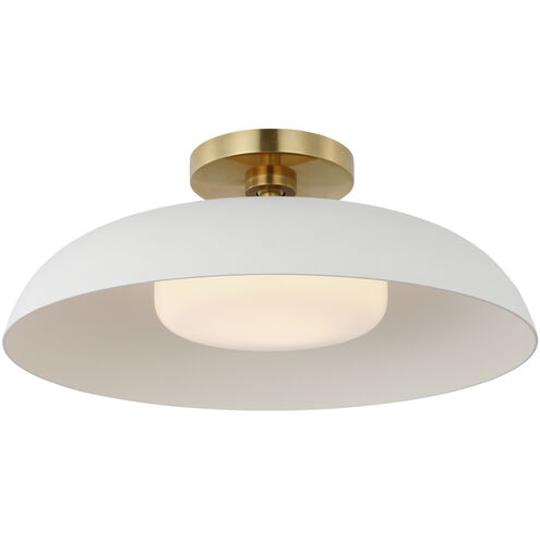 Amber Lewis Cyrus LED 15.5 inch Hand-Rubbed Antique Brass and White Flush Mount Ceiling Light