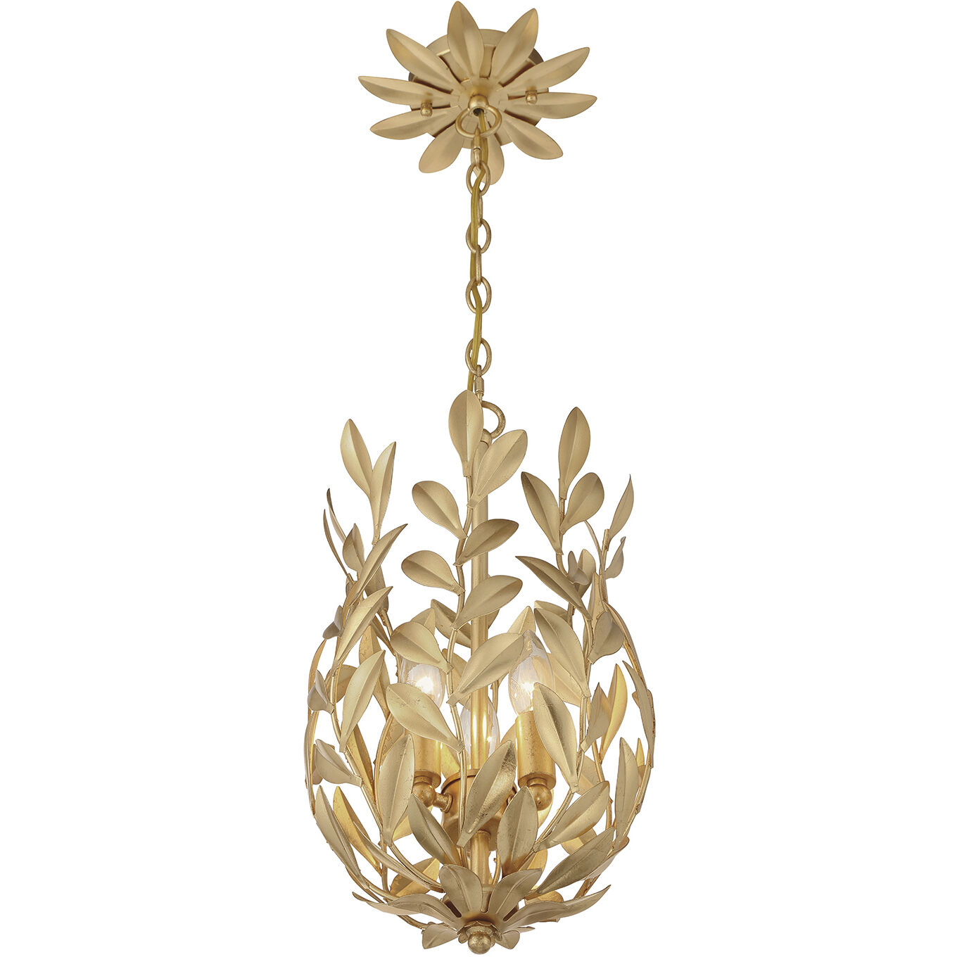 Broche 3 Light 9.5 inch Antique Gold Mini Pendant Ceiling Light