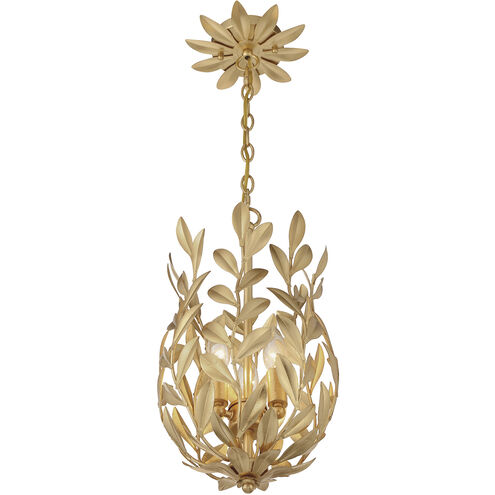 Broche 3 Light 9.5 inch Antique Gold Mini Pendant Ceiling Light