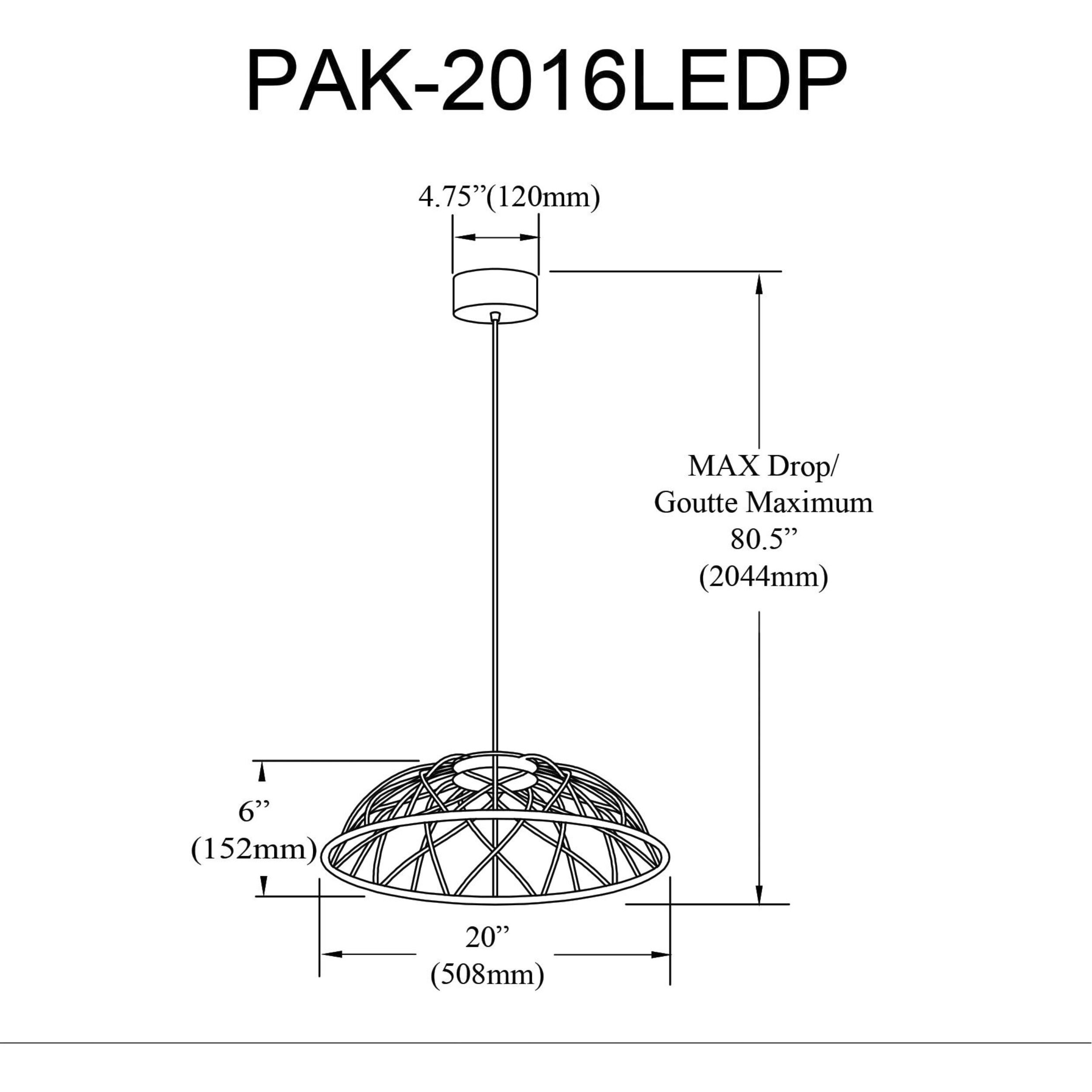 Pakuna LED 20 inch Matte White Pendant Ceiling Light