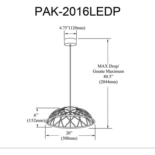 Pakuna LED 20 inch Matte White Pendant Ceiling Light