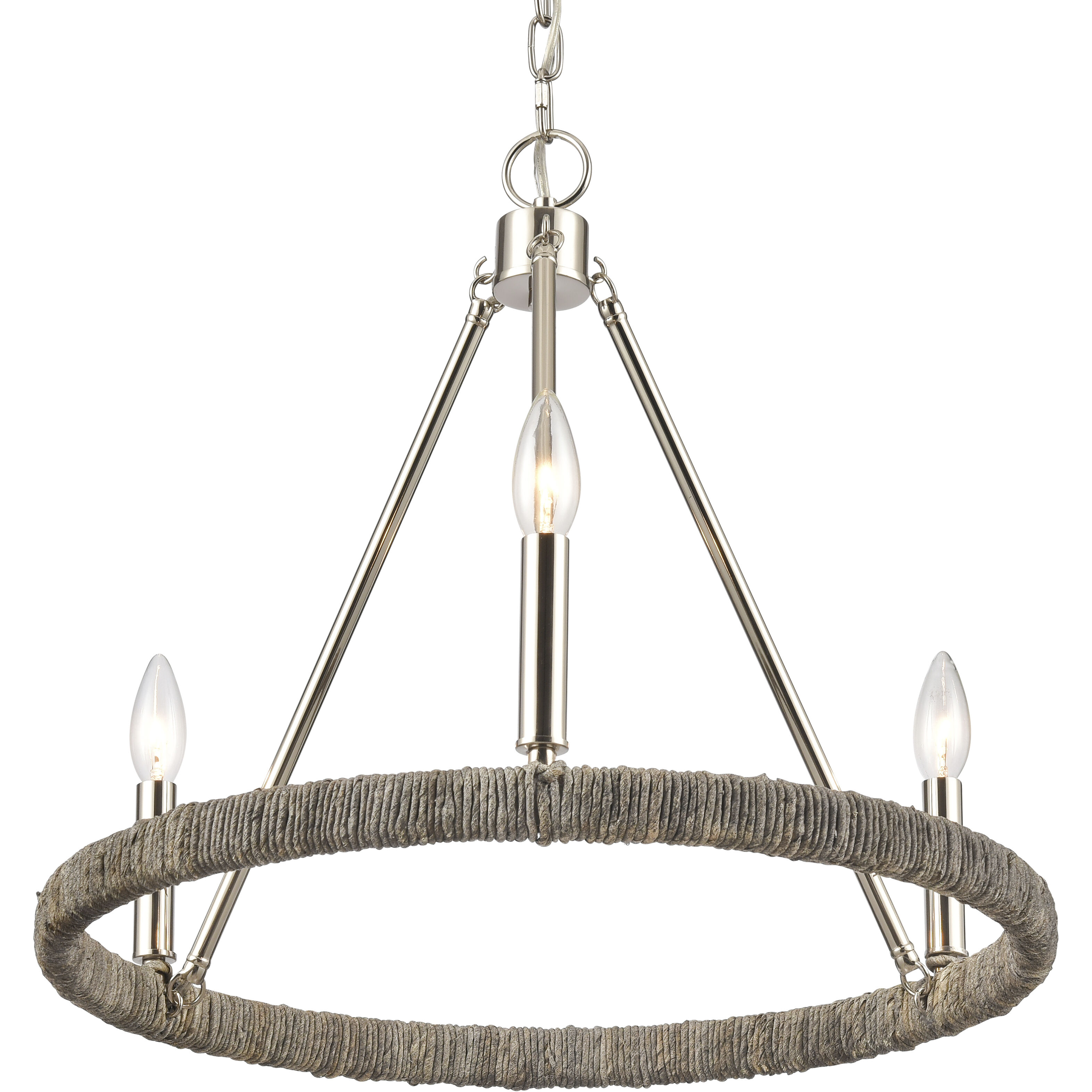 Abaca 3 Light 20 inch Polished Nickel Chandelier Ceiling Light