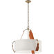 Saratoga 3 Light 26.2 inch Antique Brass Pendant Ceiling Light in Leather Chestnut, Flax, Small