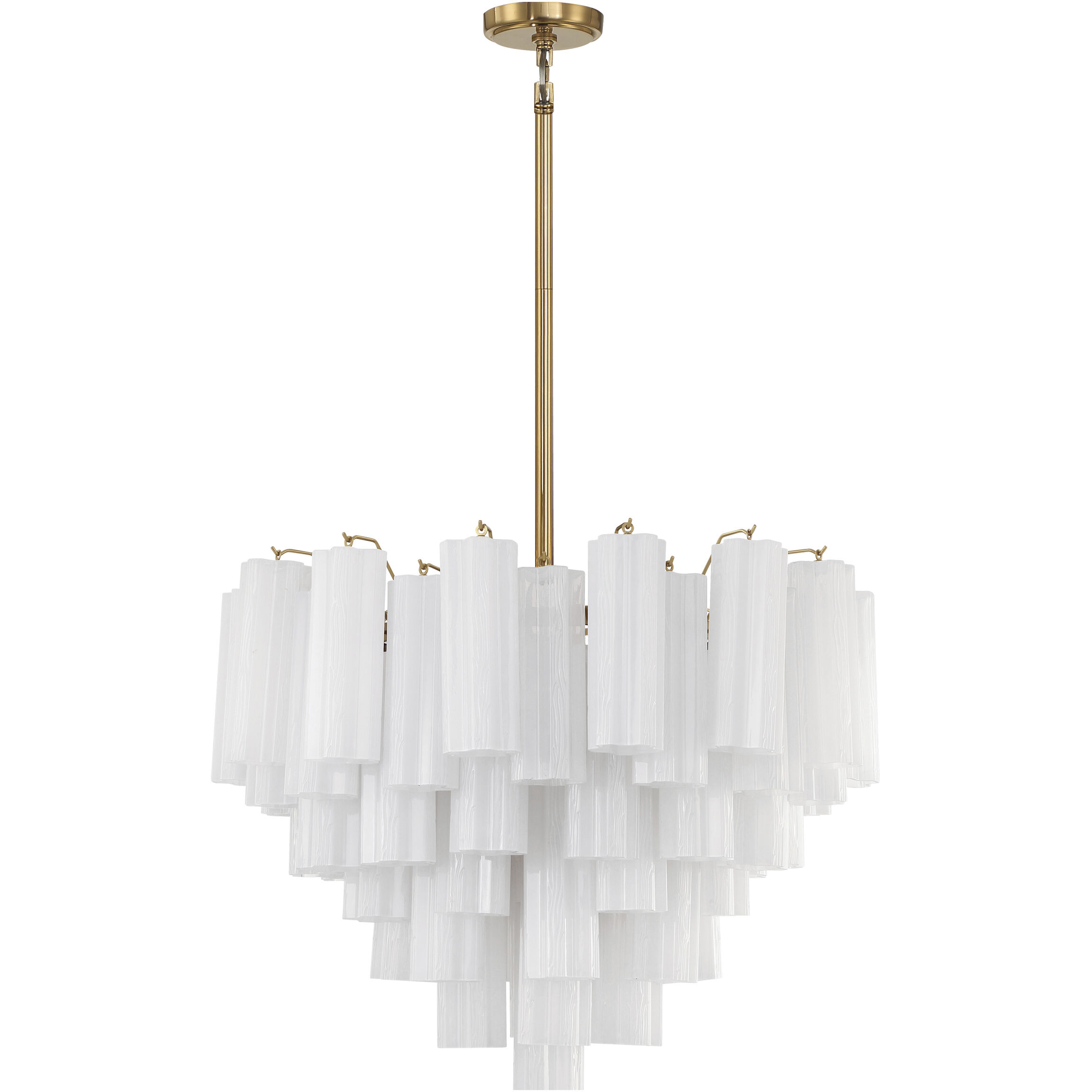 Addis 12 Light 26.75 inch Aged Brass Chandelier Ceiling Light in Tronchi Glass White