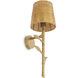 Farini 1 Light 5.91 inch Vintage Brass and Rattan Shade Wall Lamp Wall Light