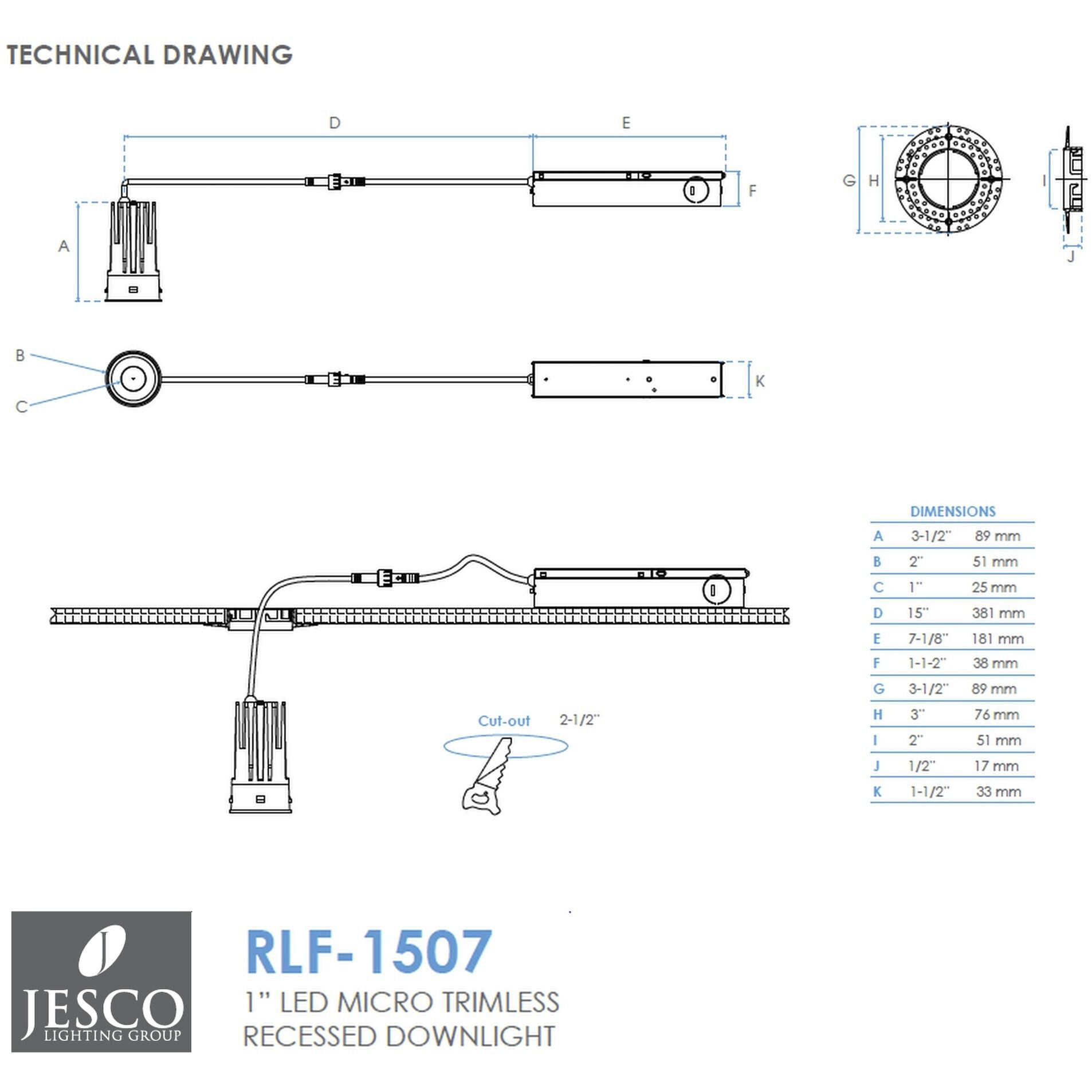 Micro White Downlight, Trimless Recessed