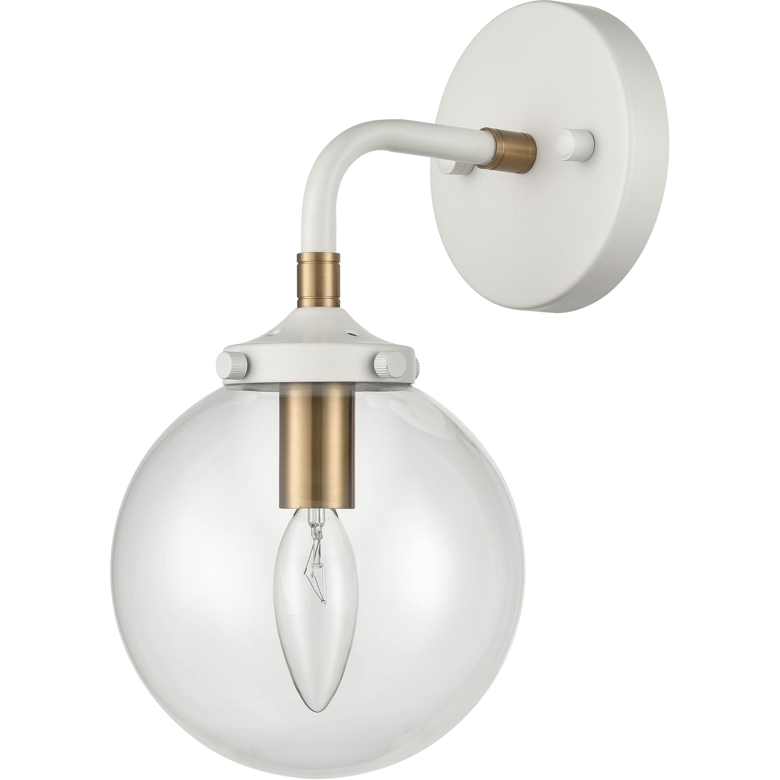 Boudreaux Sconce Wall Light in Matte White with Satin Brass